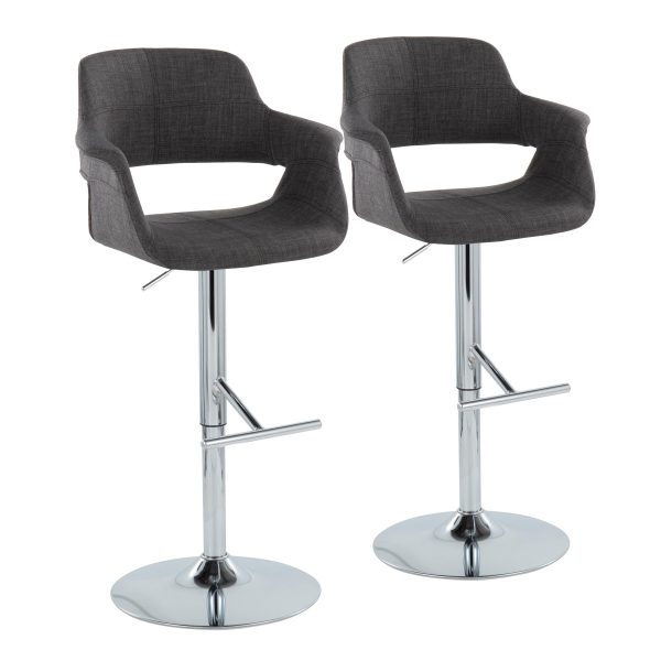 Vintage Flair - Mid Century Modern Adjustable Barstool & Straight T Footrest (Set of 2) Fashion