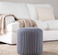 Round Pouf Knitted Blue   White Discount