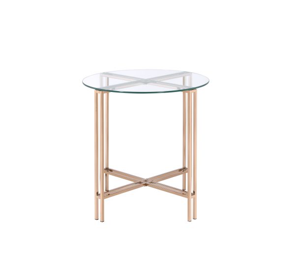 Veises - Clear Glass Top With End Table - Champagne Sale