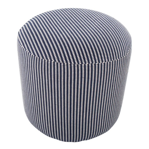 Round Pouf Knitted Blue   White Discount