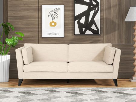 3 Seater Fabric Sofa, With Birch Legs, Study And Living Room - Beige For Cheap