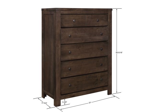 Verna - 5 Drawer Chest - Brown Online Sale