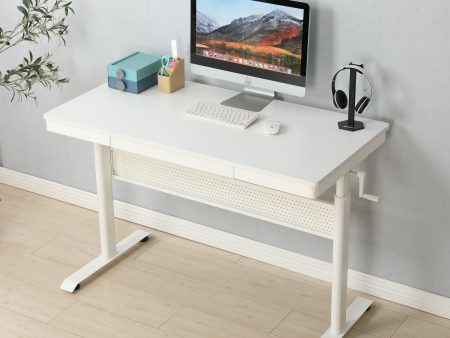 47.24  Standing Desk With Metal Drawer, Adjustable Height Stand Up Desk, Sit Stand Home Office Desk, Ergonomic Workstation - White Fashion