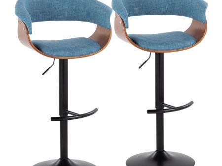 Vintage Mod - Mid Century Modern Adjustable Height Barstool With Swivel & Rounded T Footrest (Set of 2) For Cheap