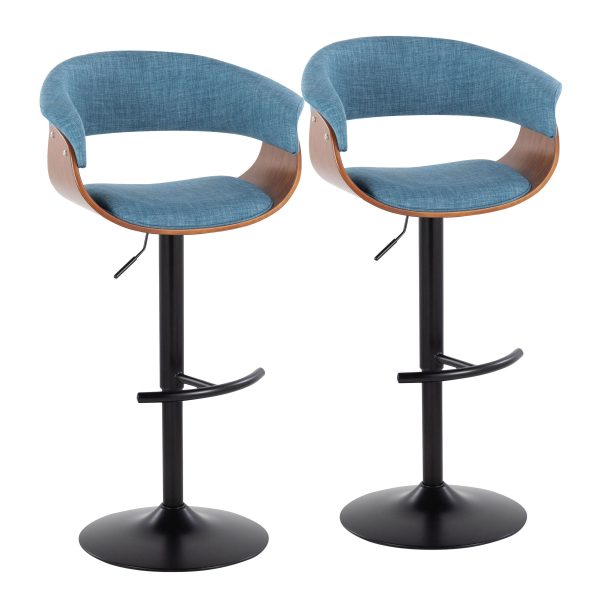 Vintage Mod - Mid Century Modern Adjustable Height Barstool With Swivel & Rounded T Footrest (Set of 2) For Cheap