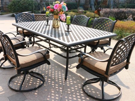 Rectangular 6 Person 85.83  Long Aluminum Dining Set With Cushions For Cheap