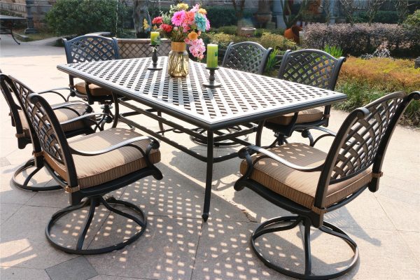 Rectangular 6 Person 85.83  Long Aluminum Dining Set With Cushions For Cheap