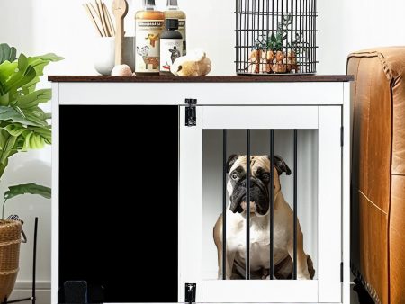 Doodle - Dog Cage, Kennel With 2 Doors, Dog Crate Interior Furniture, Heavy Duty Wooden Dog Cage For Medium And Small Dogs - White Online Sale