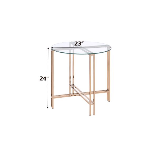 Veises - Clear Glass Top With End Table - Champagne Sale