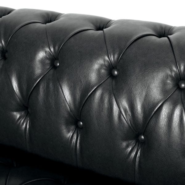 Comfy 3 Seat Sofa & Wooden Legs, For Living Room And Study - Black Online