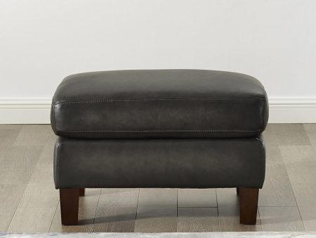 Weldon - Leather Ottoman - Gun Ash on Sale