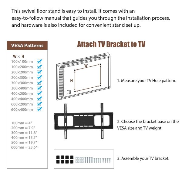 Wooden Storage TV Stand Tempered Glass Height Adjustable Universal Swivel Entertainment Center With Mount TV Stand - Black For Cheap