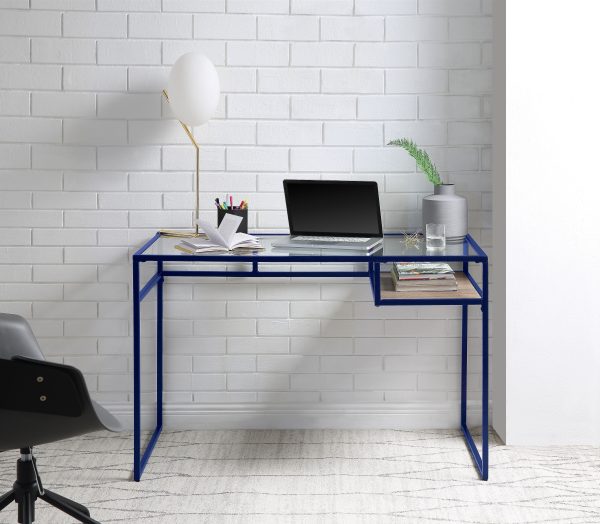 Yasin - Glass Top Writing Desk - Blue on Sale