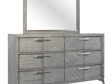 6 Drawer Dresser Book Matched Veneers - Gray Hot on Sale