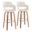 Vintage Flair - Mid Century Modern Fixed Height Barstool With Swivel & Round Footrest (Set of 2) For Cheap