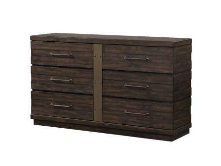 Industrial Farmhouse Designed 6 Drawer Dresser - Brown Discount