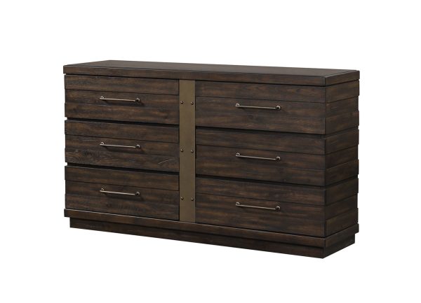 Industrial Farmhouse Designed 6 Drawer Dresser - Brown Discount