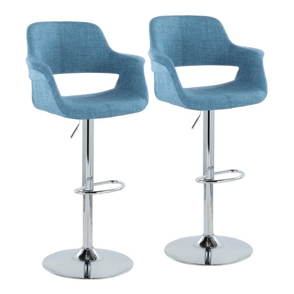 Vintage Flair - Mid Century Modern Adjustable Barstool With Oval Footrest (Set of 2) For Discount