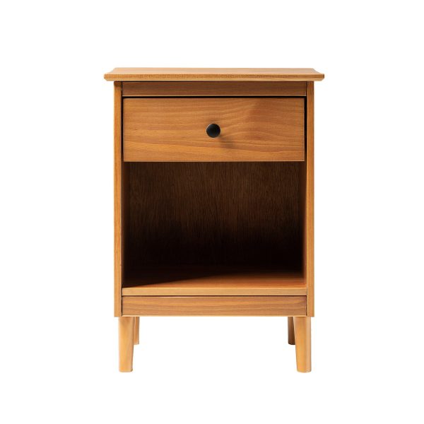 Classic 1 Drawer Solid Wood Nightstand With Cubby - Caramel Sale