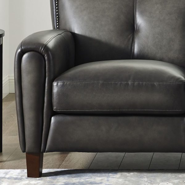 Weldon - Leather Loveseat - Gun Ash on Sale