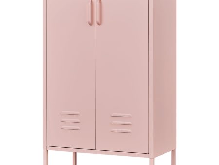 Pink Steel Double Door Cabinet With Handles, With Removable Dividers And Adjustable Height. Suitable For Living Room, Office, Bedroom, Study And Other Places - Pink Cheap