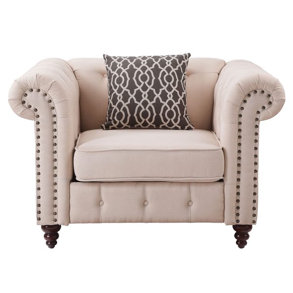 Aurelia - Linen Chair With Pillow - Beige Fashion