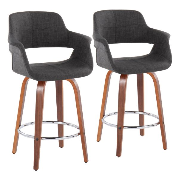 Vintage Flair - Mid-Century Modern Fixed Height Counter Stool With Swivel With Round Footrest (Set of 2) Online now