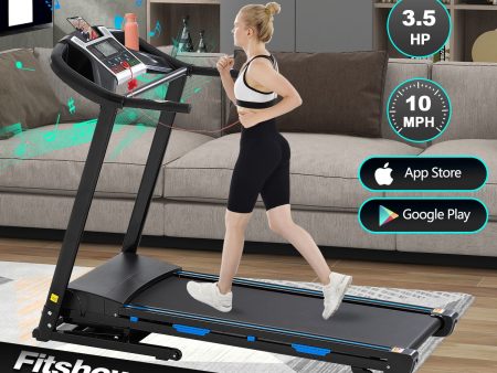 Treadmills For Home, Electric Treadmill With Automatic Incline, Foldable 3.5Hp Workout Running Machine Walking, Double Running Board Shock Absorption Pulse Sensor Bluetooth Speaker App Fitshow - Black Cheap