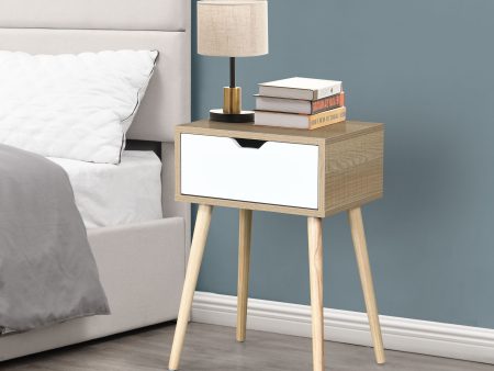 Side Table With 1 Drawer, Mid-Century Modern Storage Cabinet For Bedroom - White Online