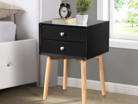 Bedside Table With 2 Drawers Mid-Century Modern Storage Cabinet For Bedroom Hot on Sale