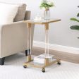 Side Table, Acrylic Sofa Table, Glass Top C Shape Square Table With Metal Base For Living Room, Bedroom, Balcony Home And Office Hot on Sale