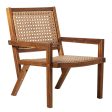 Coastal Solid Wood And Rattan Outdoor Accent Chair - Dark Brown Fashion