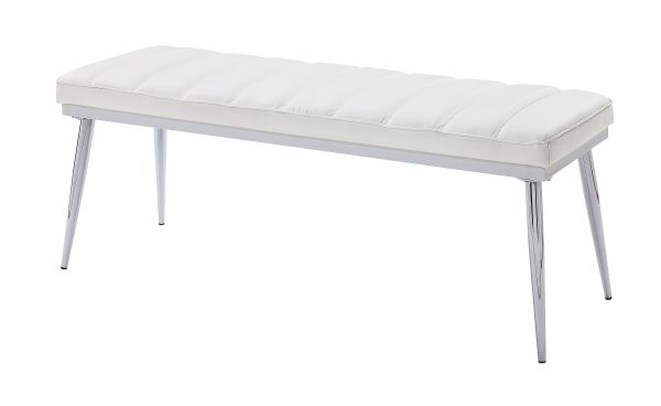 Weizor - Synthetic Leather Bench - White For Cheap