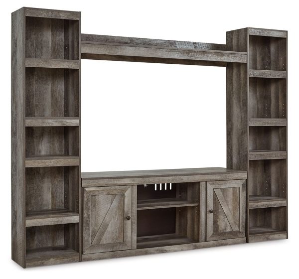 Wynnlow - Gray - 4-Piece Entertainment Center With LG TV Stand W Fireplace Option Online now