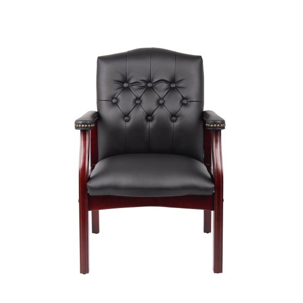 Leather Reception Guest Chairs With Padded Seat And Arms Ergonomic Mid-Back Office Executive Side Chair For Meeting Waiting Room Conference Office Guest Chairs - Black Online Sale