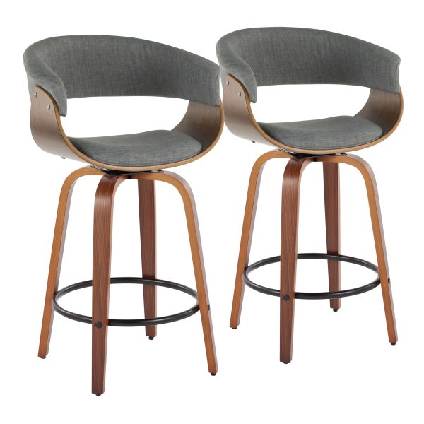 Vintage Mod - Mid Century Modern Fixed Height Counter Stool & Swivel With Round Footrest (Set of 2) For Cheap