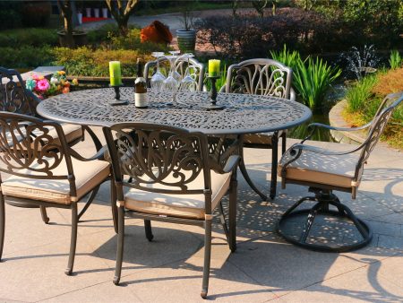 Oval Aluminum Dining Set With Cushions For Discount