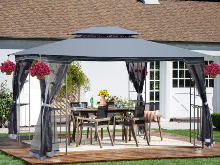 Outdoor Patio Gazebo Canopy Tent With Ventilated Double Roof And Mosquito Net (Detachable Mesh Screen On All Sides), Suitable For Lawn, Garden, Backyard And Deck - Gray Online now