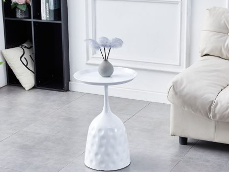 Wine Cup Metal Side Table, Small Sofa Table, Round White Nightstand - White For Cheap