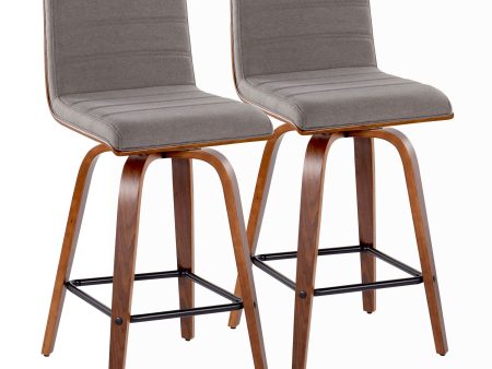 Vasari - Mid Century Modern Fixed Height Counter Stool, Swivel With Square Footrest (Set of 2) Cheap