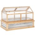 Outsunny - Raised Garden Bed With Polycarbonate Greenhouse, Wooden Garden Cold Frame Greenhouse, Flower Planter Protection, 48  x 24  x 32  - Natural Hot on Sale