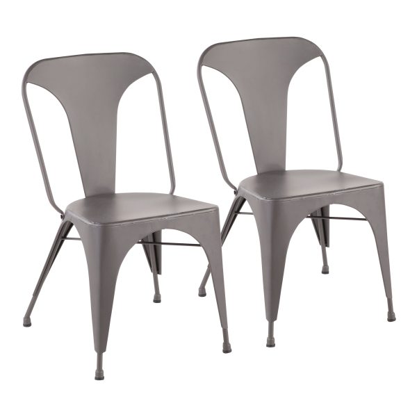 Austin - Industrial Dining Chair (Set of 2) - Matte Gray Online Sale