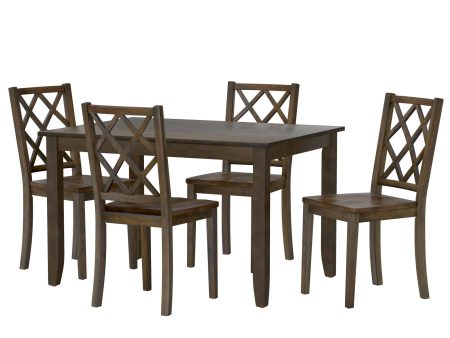 Velvety - 5 Piece Dining Table Set - Brown Hot on Sale