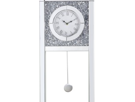 Noralie - Mirrored Faux Diamonds Wall Clock - Silver Gray Online now