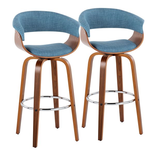 Vintage Mod - Mid Century Modern Fixed Height Barstool With Swivel With Round Footrest (Set of 2) Online now