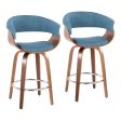 Vintage Mod - Mid Century Modern Fixed Height Counter Stool With Swivel With Round Footrest (Set of 2) Hot on Sale