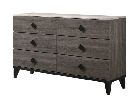 Avantika - Faux Marble Top Rustic Dresser - Gray   Marble   Oak Fashion