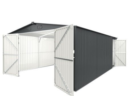 Industrial - 20  x 13  Heavy Duty Metal Garage Shed - Dark Gray Online now