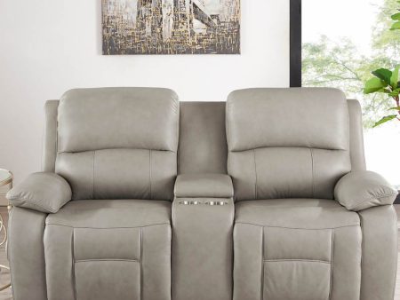 Westminster - Power Headrest Zero Gravity Reclining Loveseat With Console - Stone Gray For Cheap