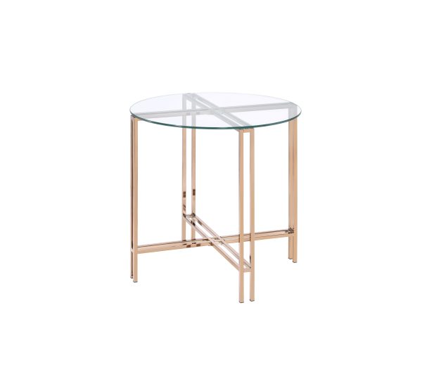 Veises - Clear Glass Top With End Table - Champagne Sale